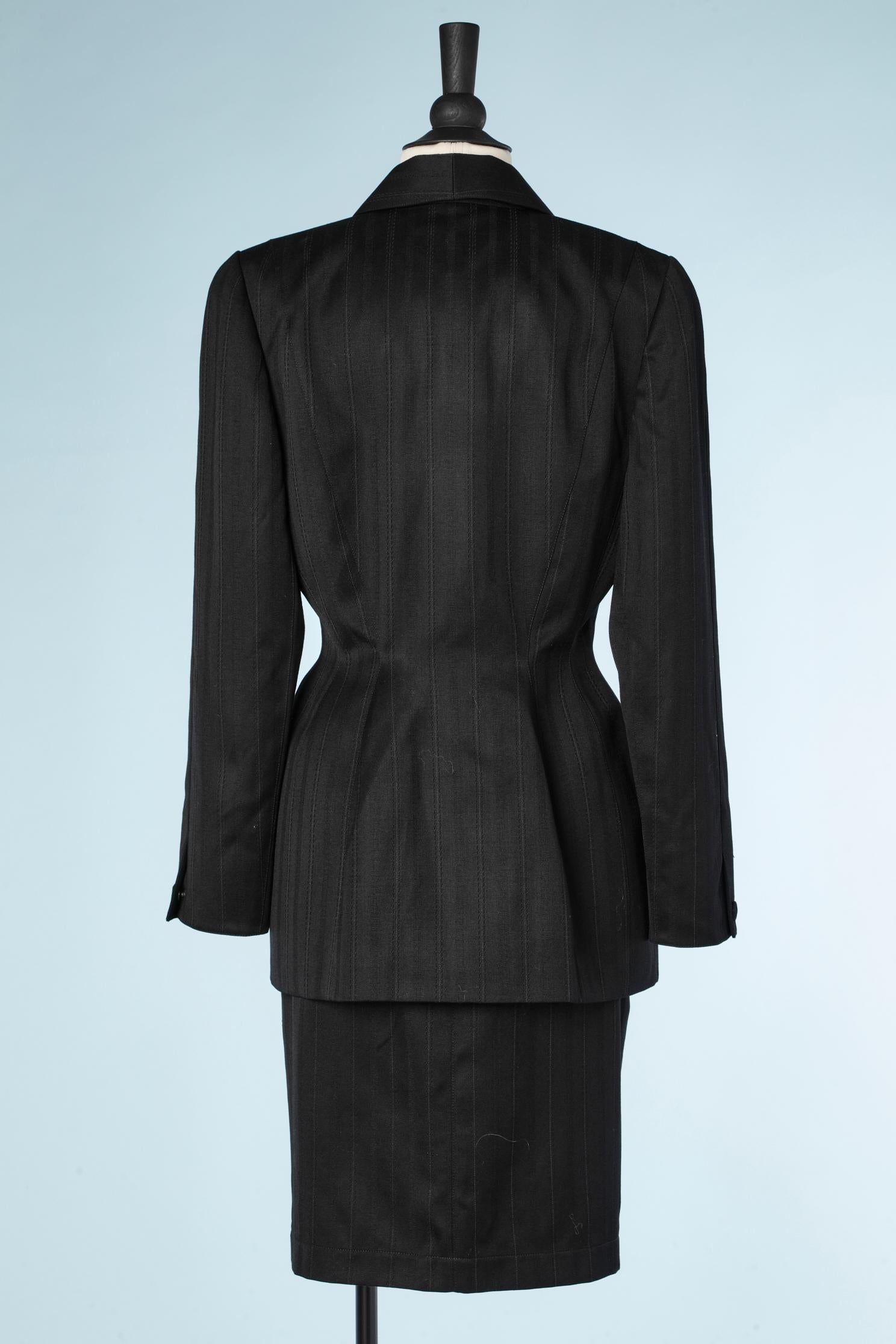 Black double breasted skirt-suit Thierry Mugler  2