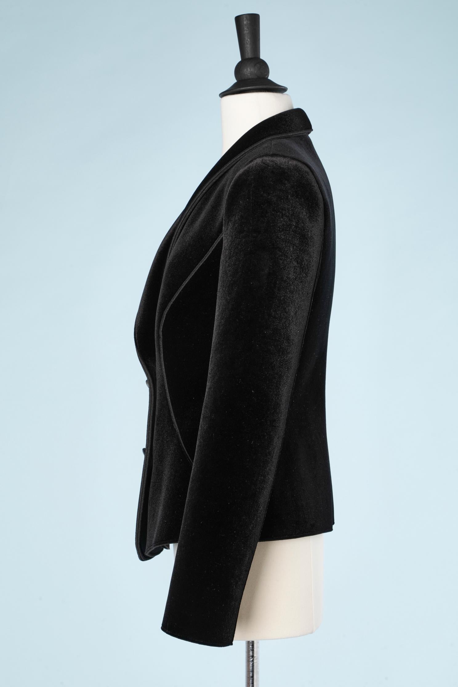 Women's Black double-breasted technical velvet evening jacket Emporio Armani 