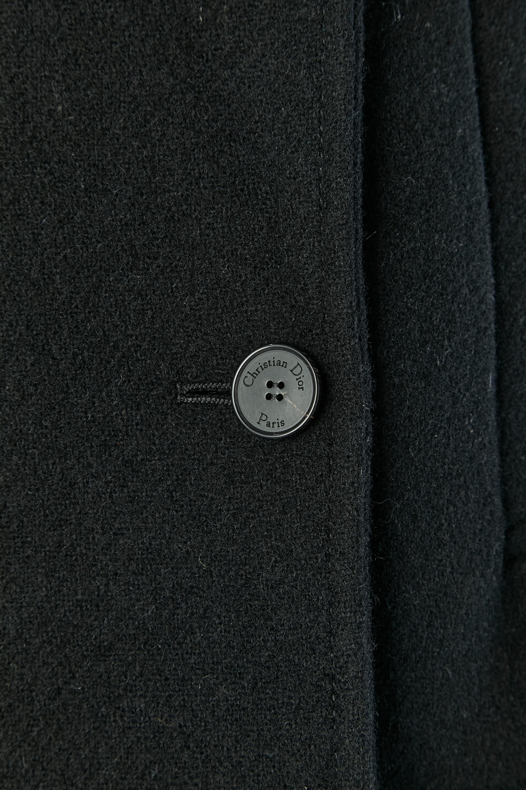 Black double breasted wool coat with hood  CHRISTIAN DIOR Pour femmes en vente