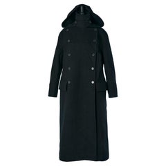 Black double breasted wool coat with hood  CHRISTIAN DIOR