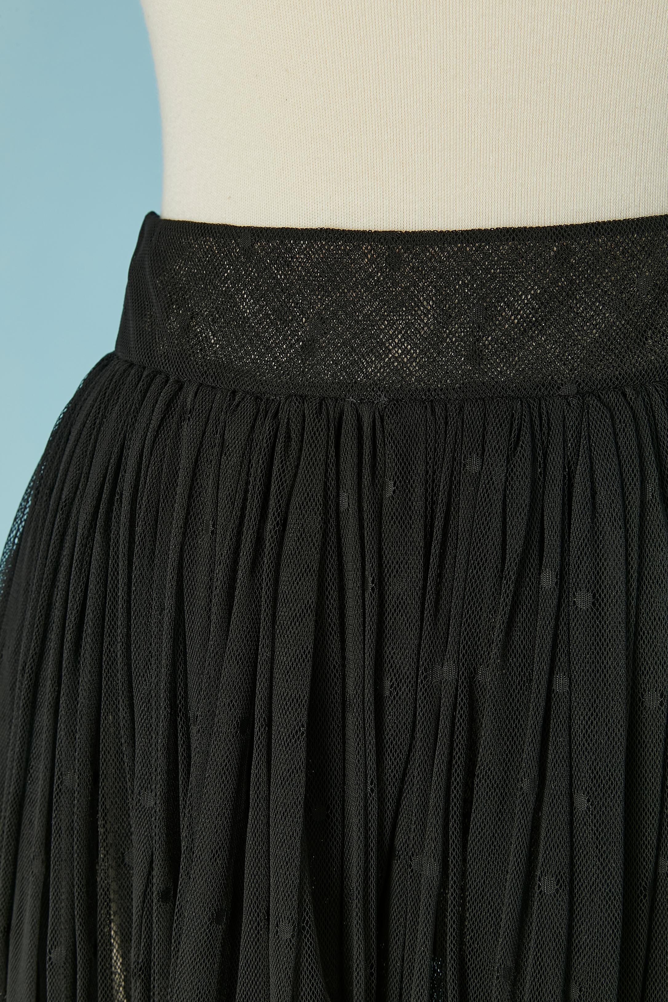 Black double lay of plumetis tulle and black lace ruffle skirt CHRISTIAN DIOR In New Condition In Saint-Ouen-Sur-Seine, FR