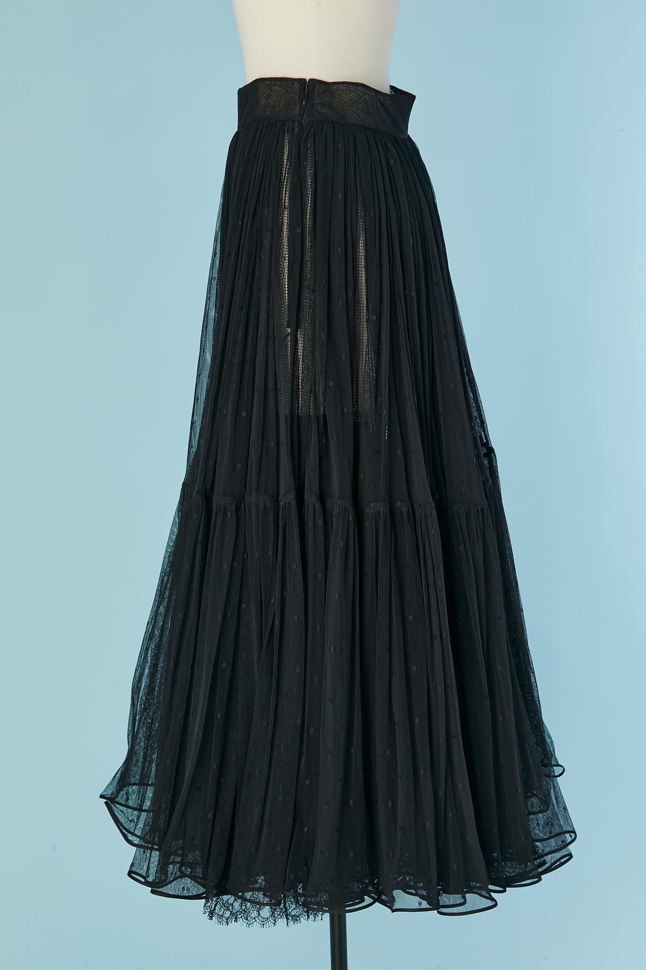 Black double lay of plumetis tulle and black lace ruffle skirt CHRISTIAN DIOR 3