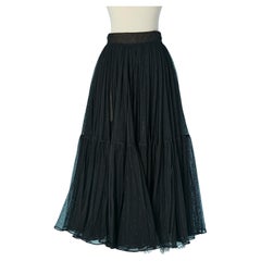 Black double lay of plumetis tulle and black lace ruffle skirt CHRISTIAN DIOR