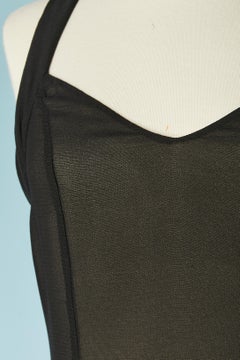 Black double lay silk chiffon backless cocktail dress open in the back ROCHAS