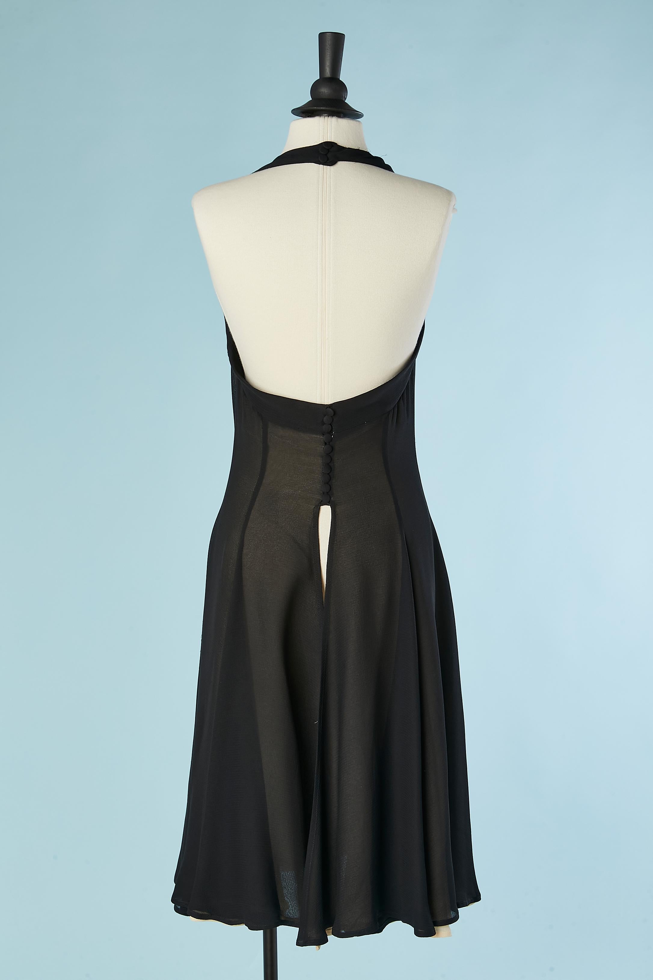 De las mujeres Vestido de cóctel negro de gasa de seda de doble capa abierto por detrás ROCHAS en venta