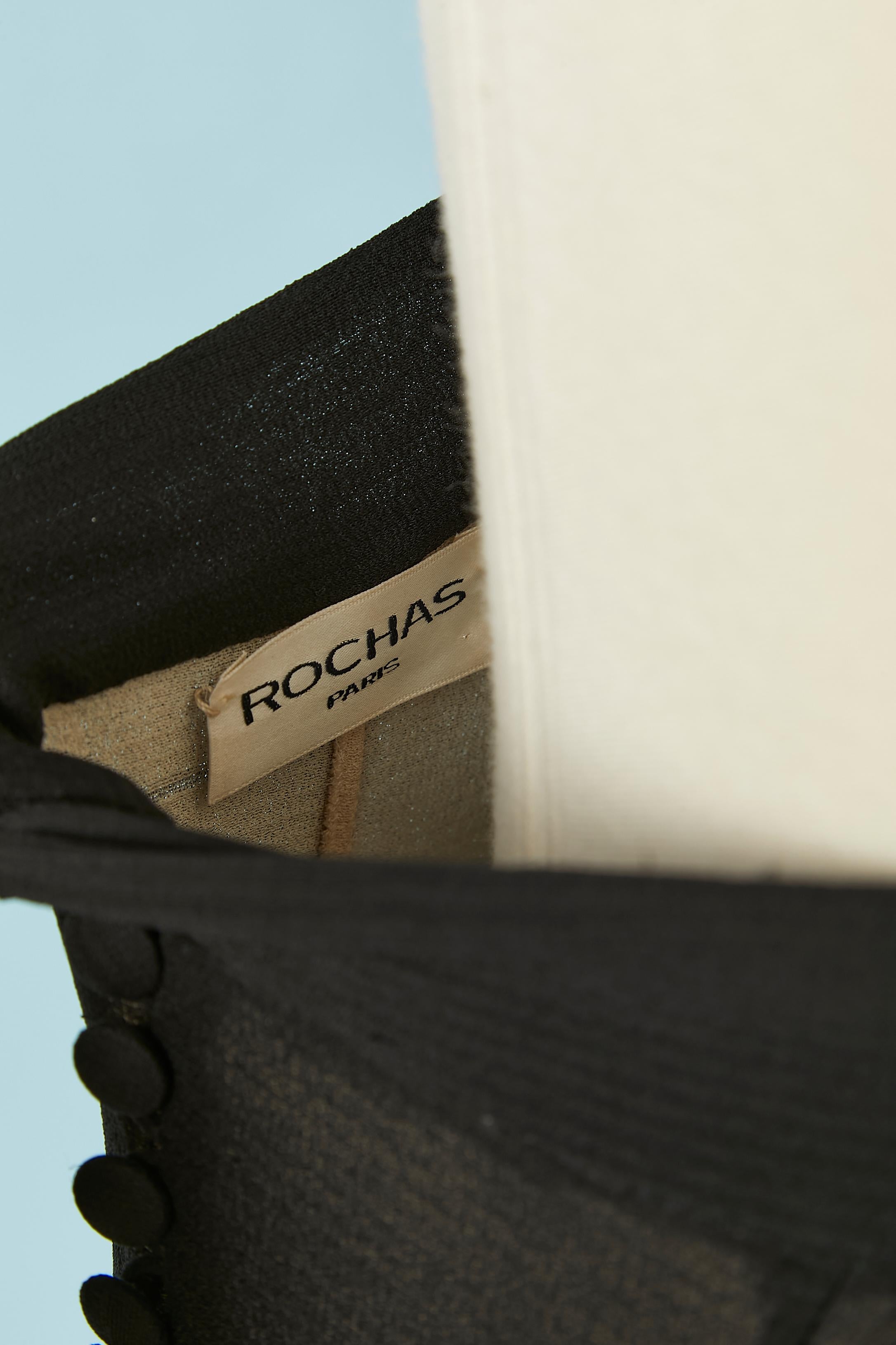 Vestido de cóctel negro de gasa de seda de doble capa abierto por detrás ROCHAS en venta 1