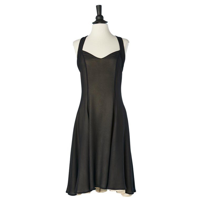 black chiffon backless dress Popular See-through Chiffon A-line Black Halter Long Prom Dresse with Slit,  MP162 – Musebridals main image 0