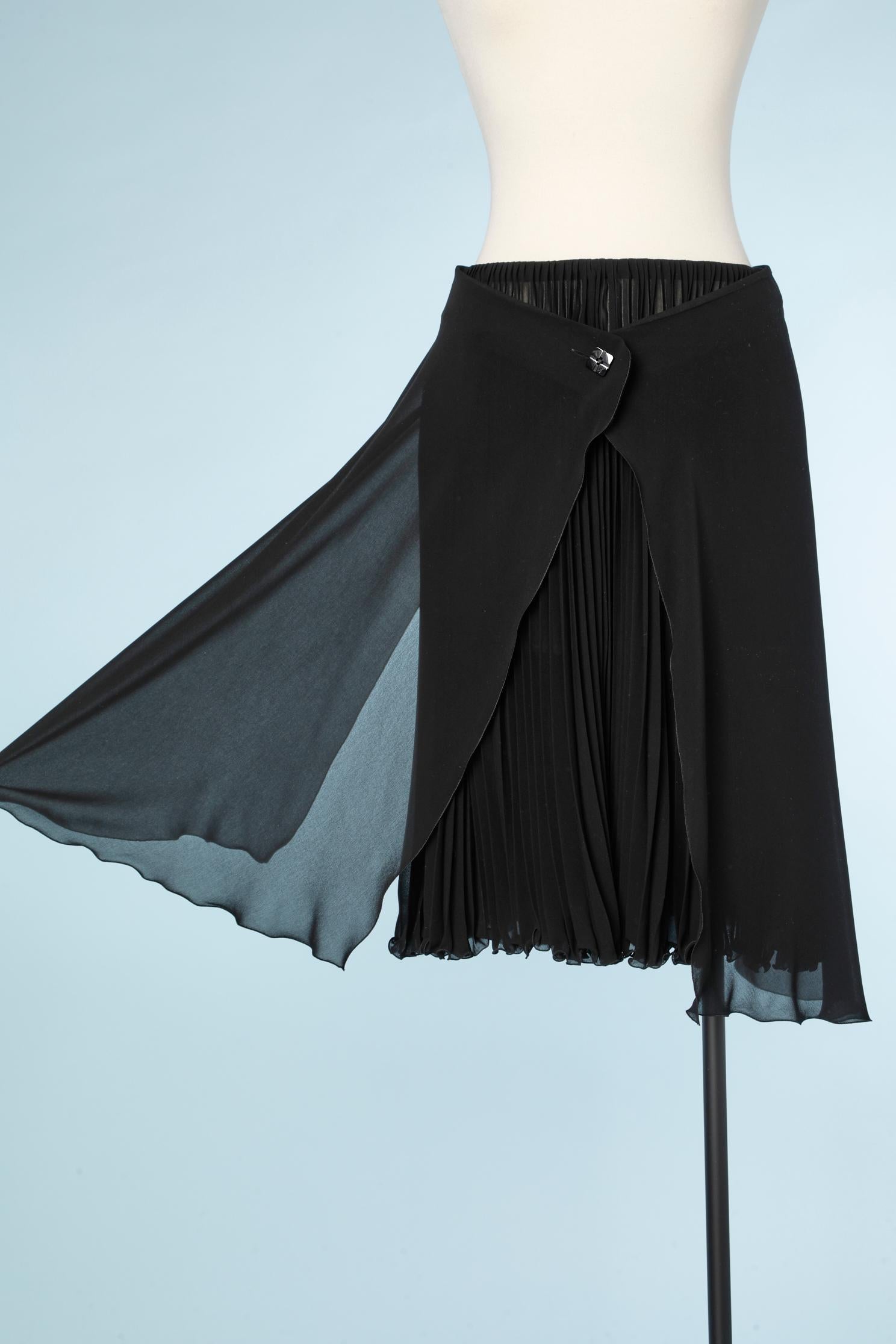 black chiffon pleated skirt