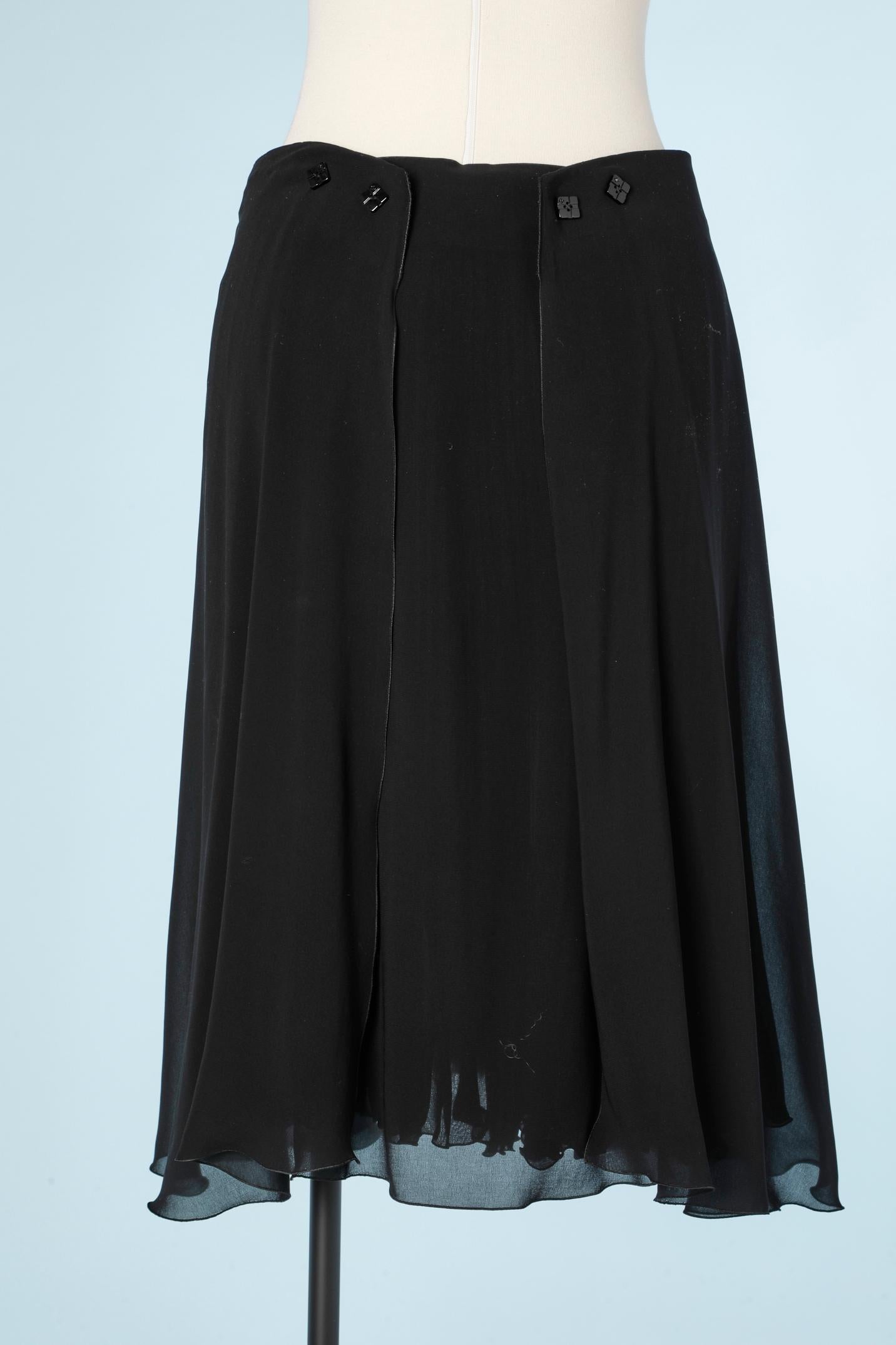 Women's Black double lays chiffon skirt half sunary pleated Chanel  For Sale