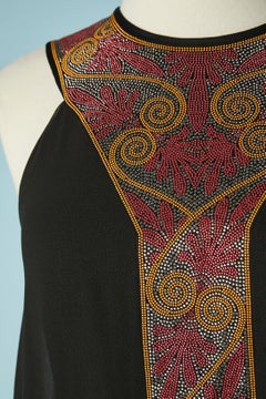 Black double-lays cocktail dress with mini rhinestone Versace Collection