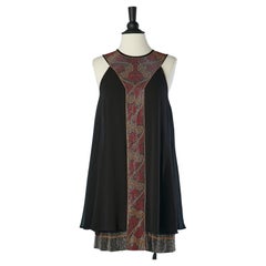 Black double-lays cocktail dress with mini rhinestone Versace Collection