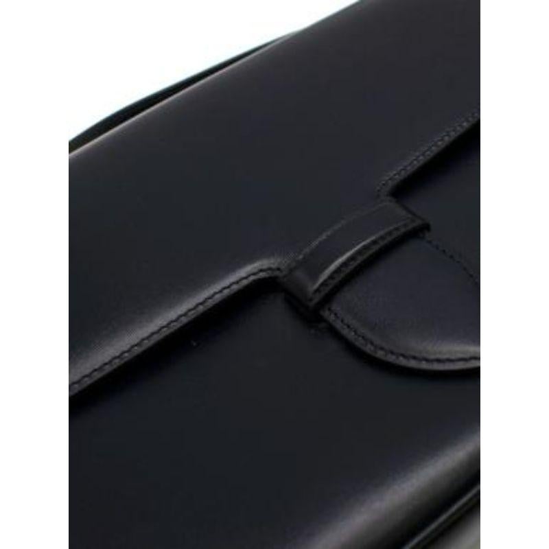 Black Double Pocket Top Handle Bag with Studded Shoulder Strap For Sale 1