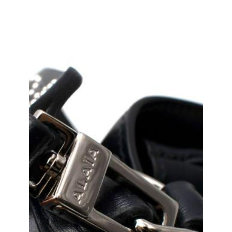 Black Double Pocket Top Handle Bag with Studded Shoulder Strap For Sale 3