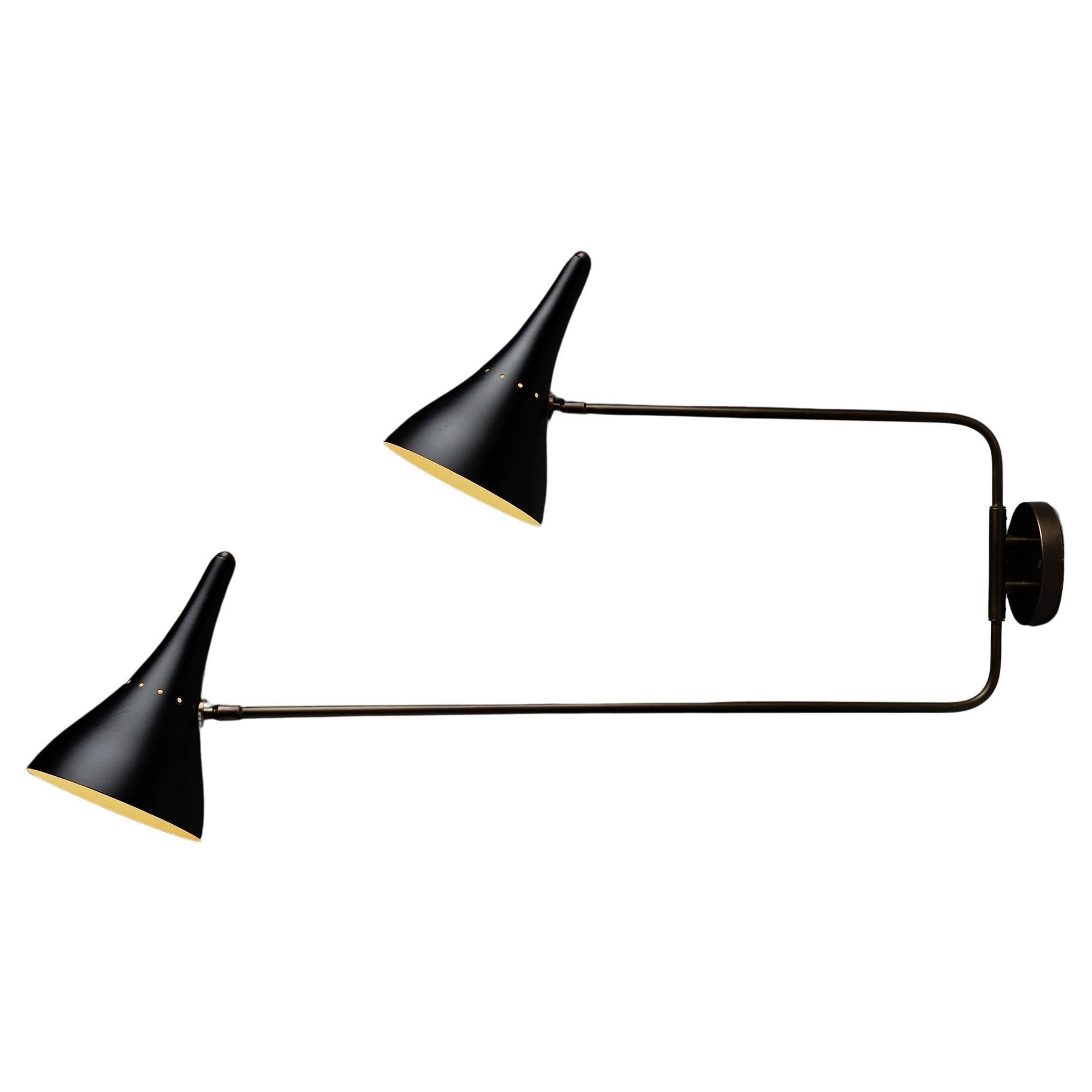 Black Double Sconce, Made in Italy For Sale
