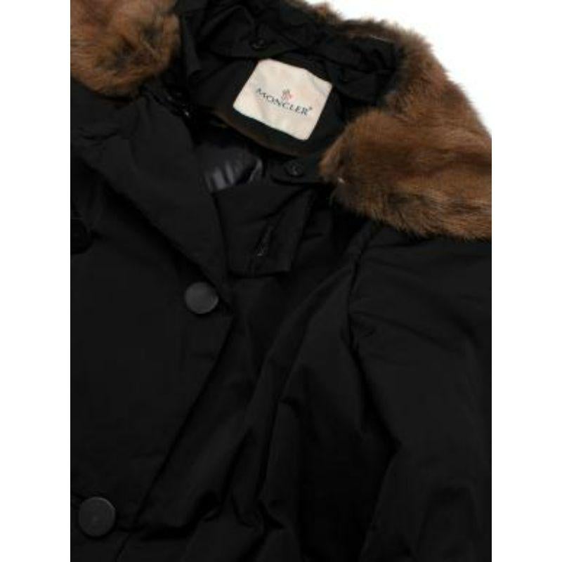 black down filled squirrel fur trimmed coat In Excellent Condition For Sale In London, GB