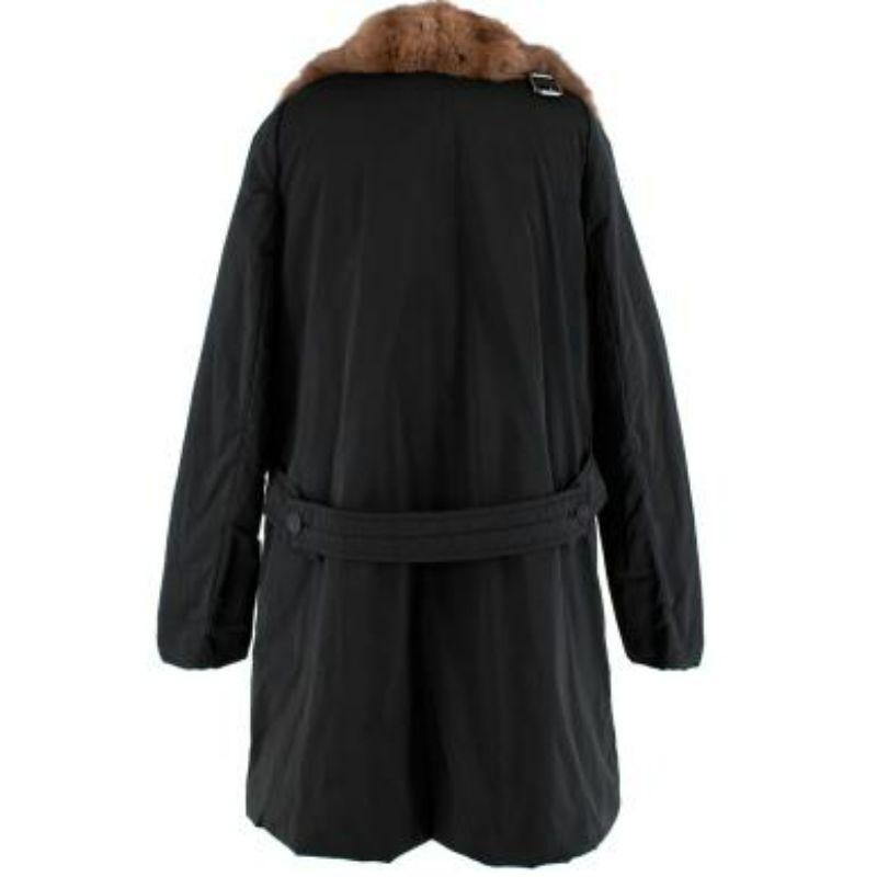 Women's black down filled squirrel fur trimmed coat For Sale