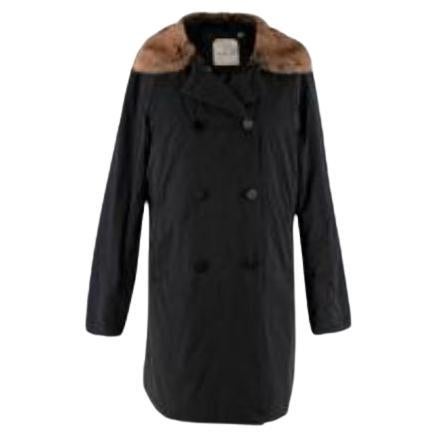 black down filled squirrel fur trimmed coat For Sale