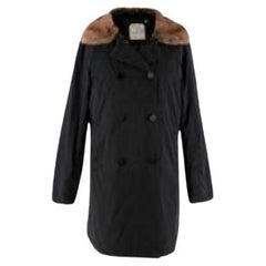 black down filled squirrel fur trimmed coat