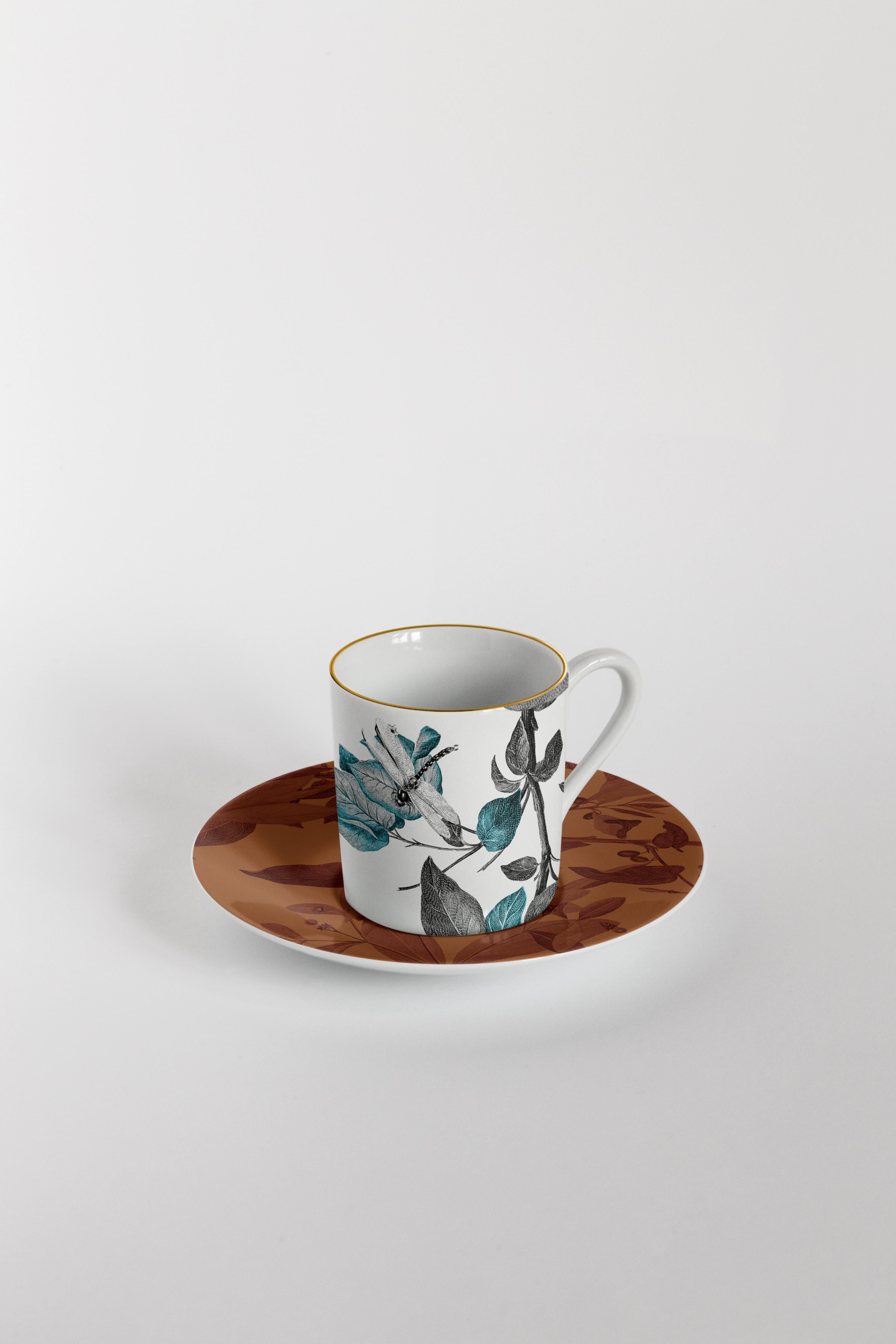 Schwarzer Drache, Kaffee-Set mit sechs zeitgenössischen Porzellanstücken mit dekorativem Design im Angebot 1
