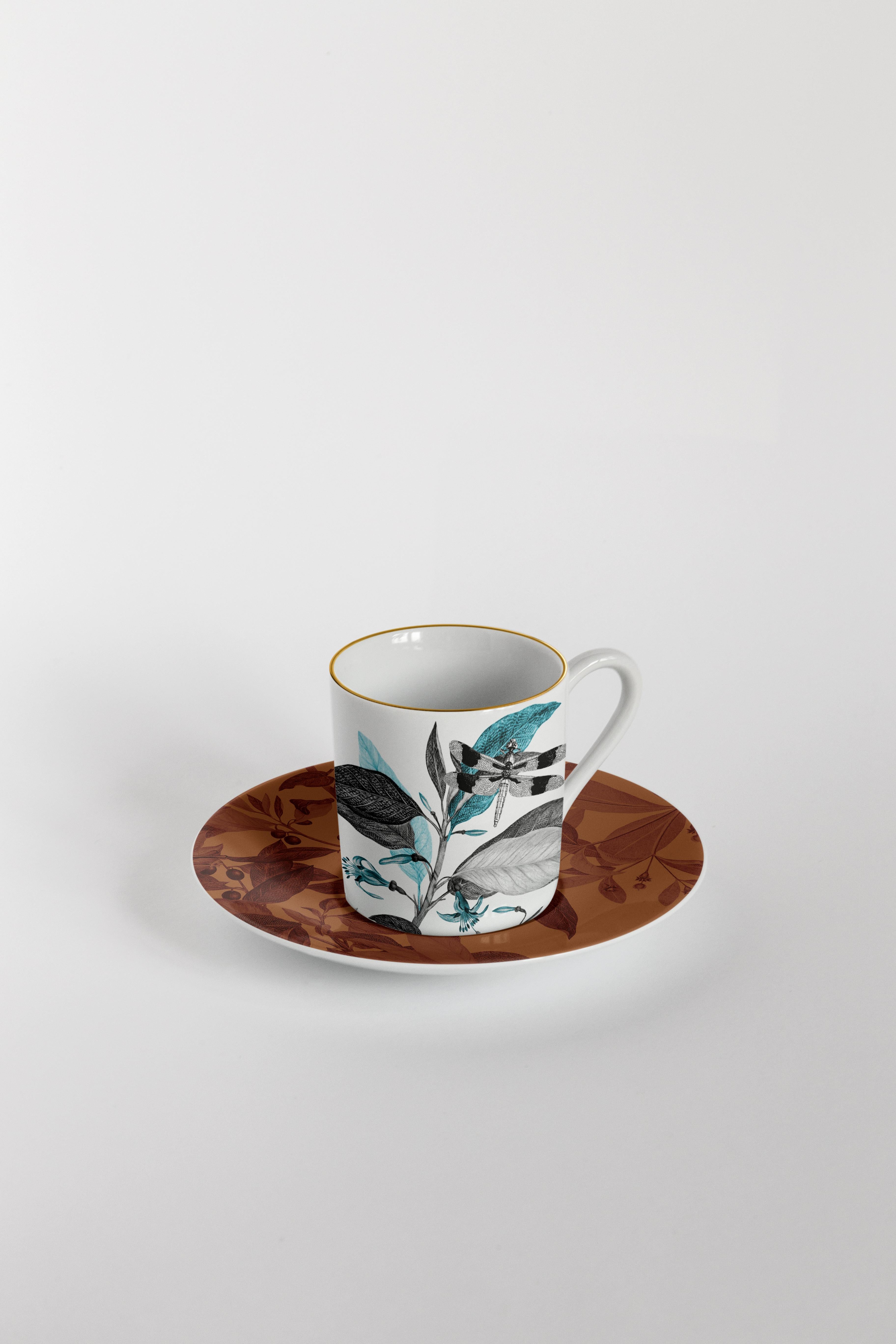 Schwarzer Drache, Kaffee-Set mit sechs zeitgenössischen Porzellanstücken mit dekorativem Design im Angebot 2
