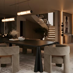 Black Drapé Dining Table, Luxury Contemporary Sculptural Oak by MainGUILTY