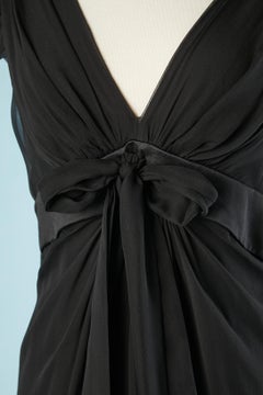 Black drape evening dress in silk chiffon with bow Christian Lacroix