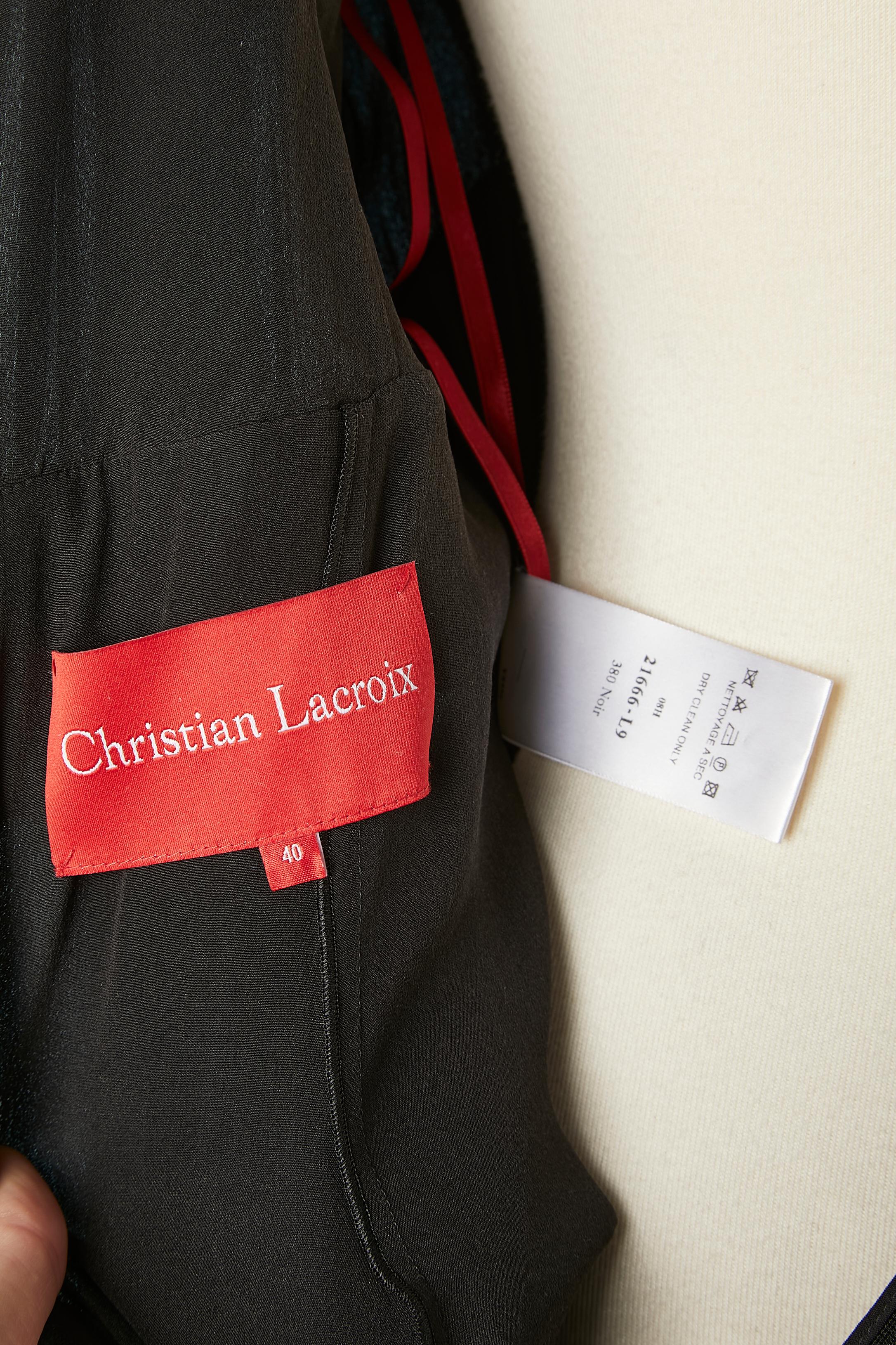Schwarzes drapiertes Abendkleid aus Seidenchiffon mit Schleife von Christian Lacroix  im Angebot 3