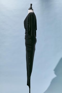 Schwarzes drapiertes und gewickeltes Abendkleid aus Jersey mit Strasssteinen ALEXANDRE VAUTHIER