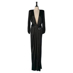 Black draped and wrapped silk satin evening dress ALEXANDRE VAUTHIER