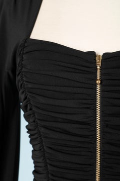 Black draped cocktail dress with zip in the middle front Luisa Spagnoli