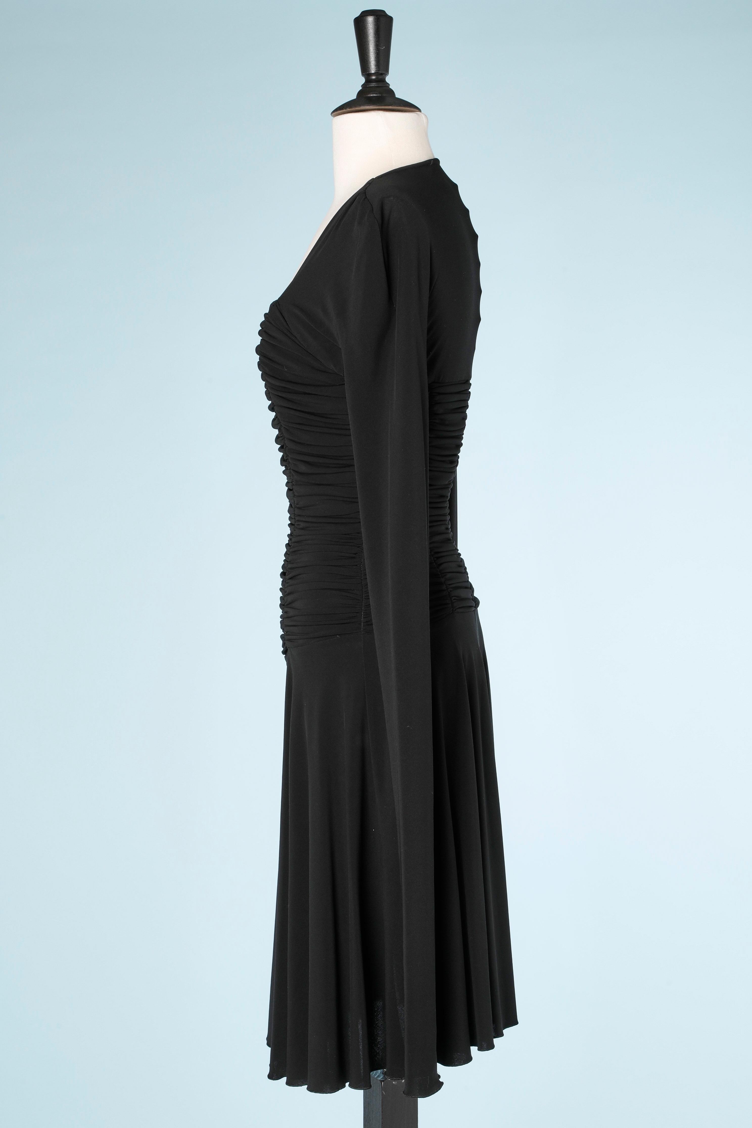 Noir Robe de cocktail drapée noire avec fermeture éclair au milieu du devant Luisa Spagnoli  en vente