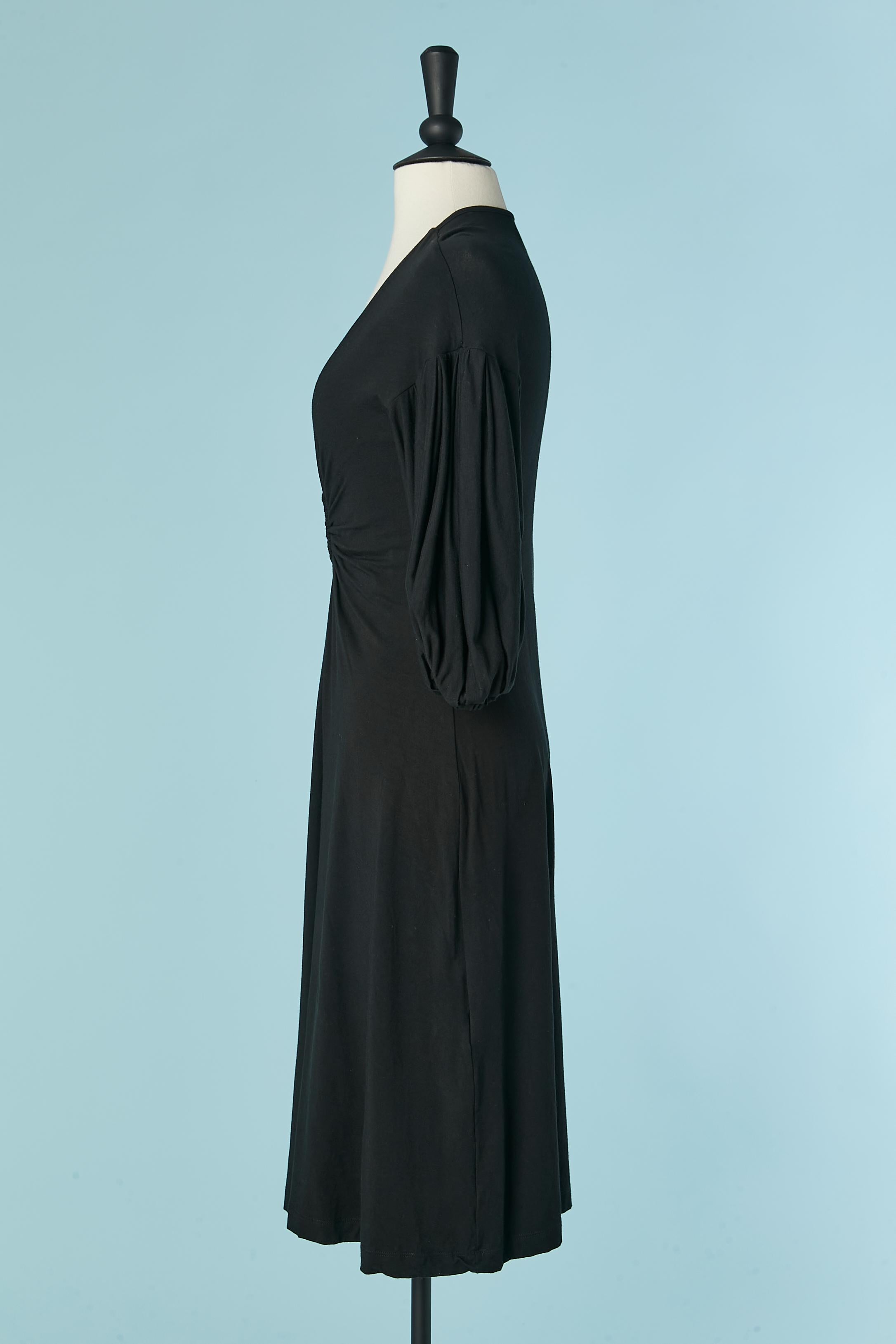 Black draped jersey cocktail dress with deep V neckline Just Cavalli For Sale 1