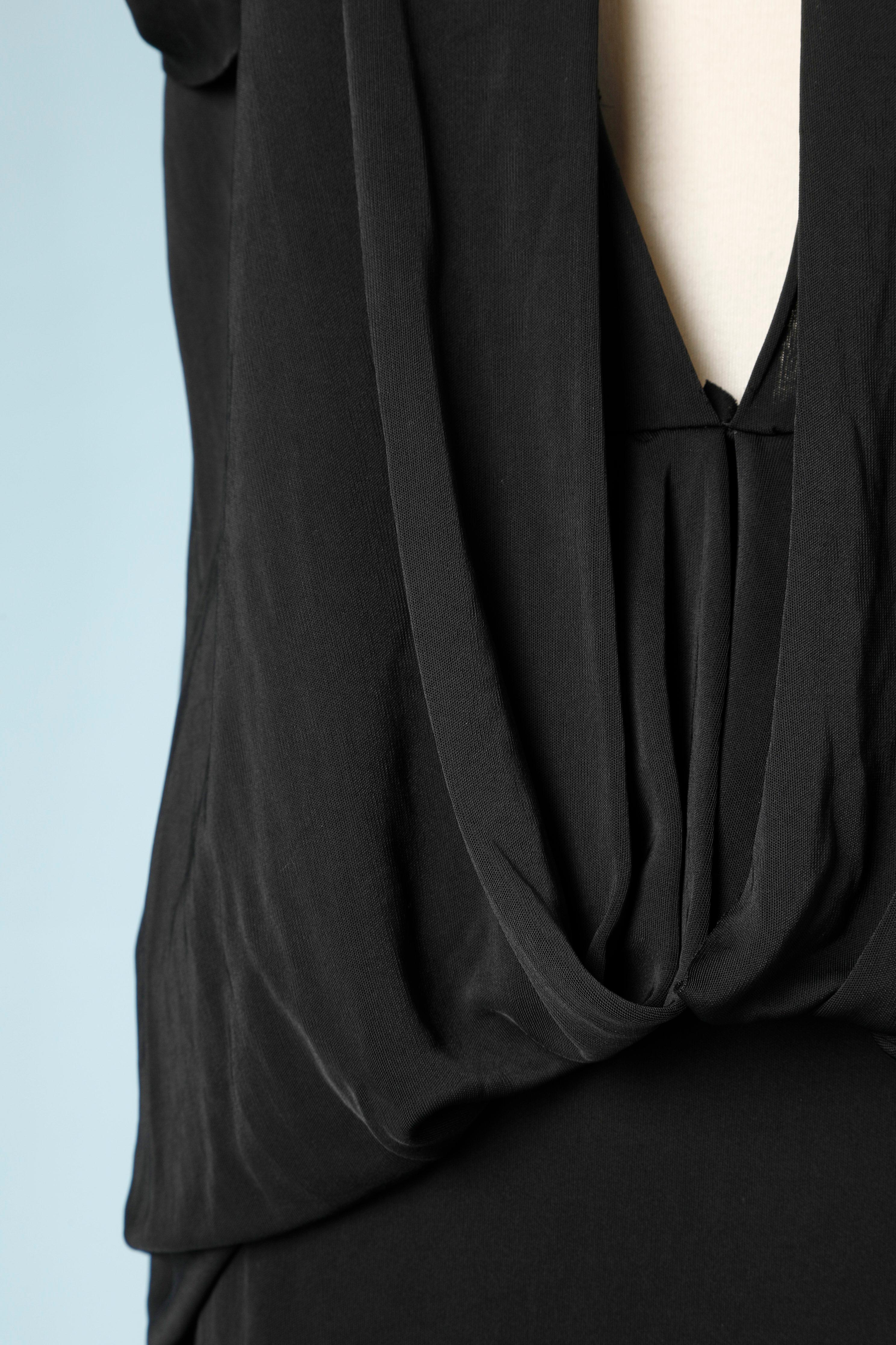 Black draped jersey dress Alberta Ferretti  In Excellent Condition For Sale In Saint-Ouen-Sur-Seine, FR