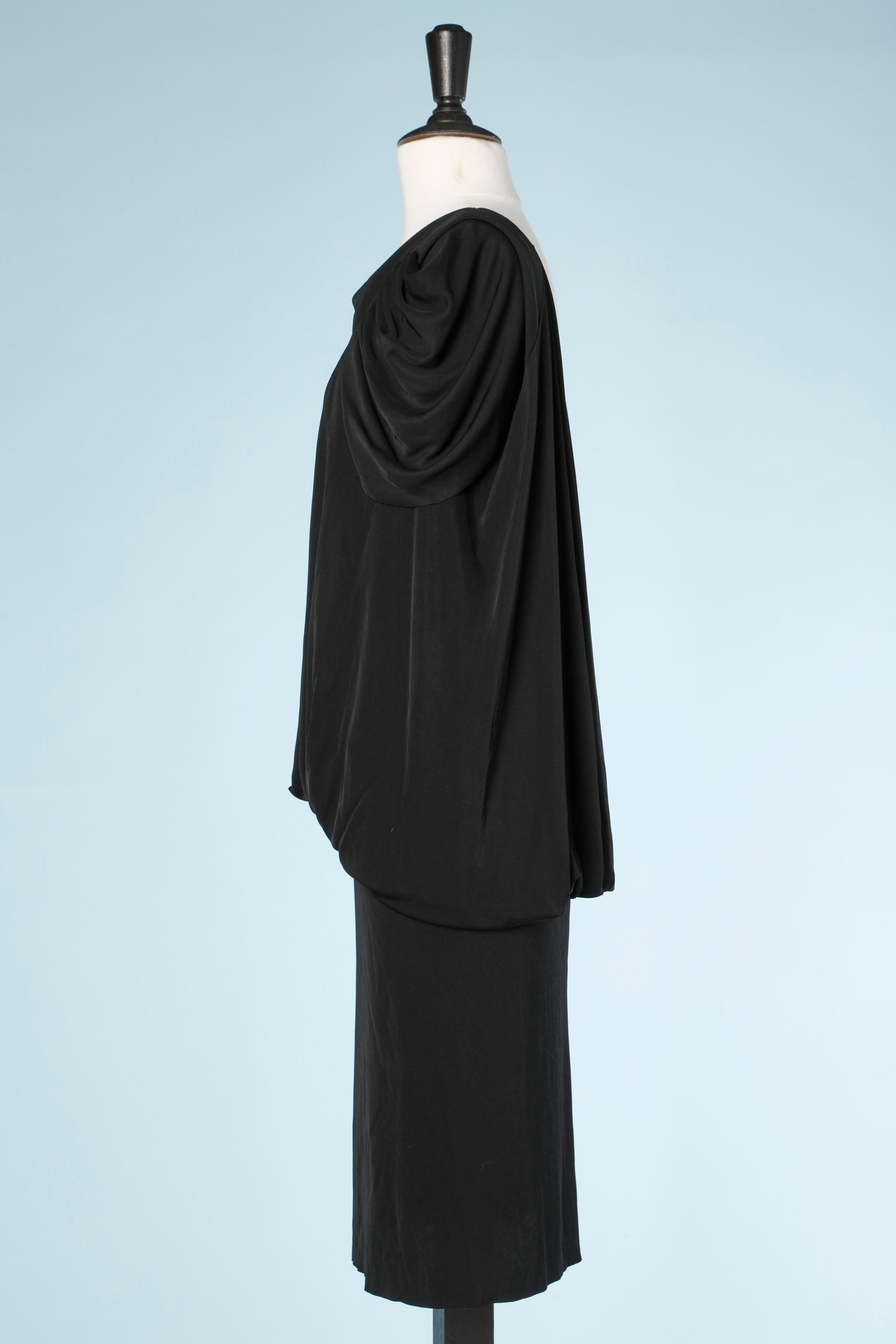 Black draped jersey dress Alberta Ferretti  For Sale 2