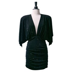 Black draped jersey evening dress with black rhinestone ALEXANDRE VAUTHIER Black draped jersey evening dress with black rhinestone ALEXANDRE VAUTHIER