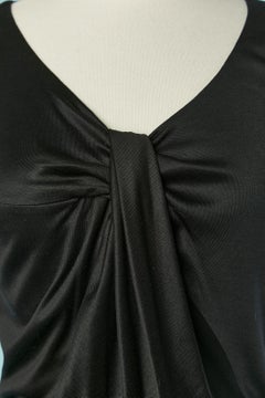 Black draped silk jersey cocktail dress Yves Saint Laurent