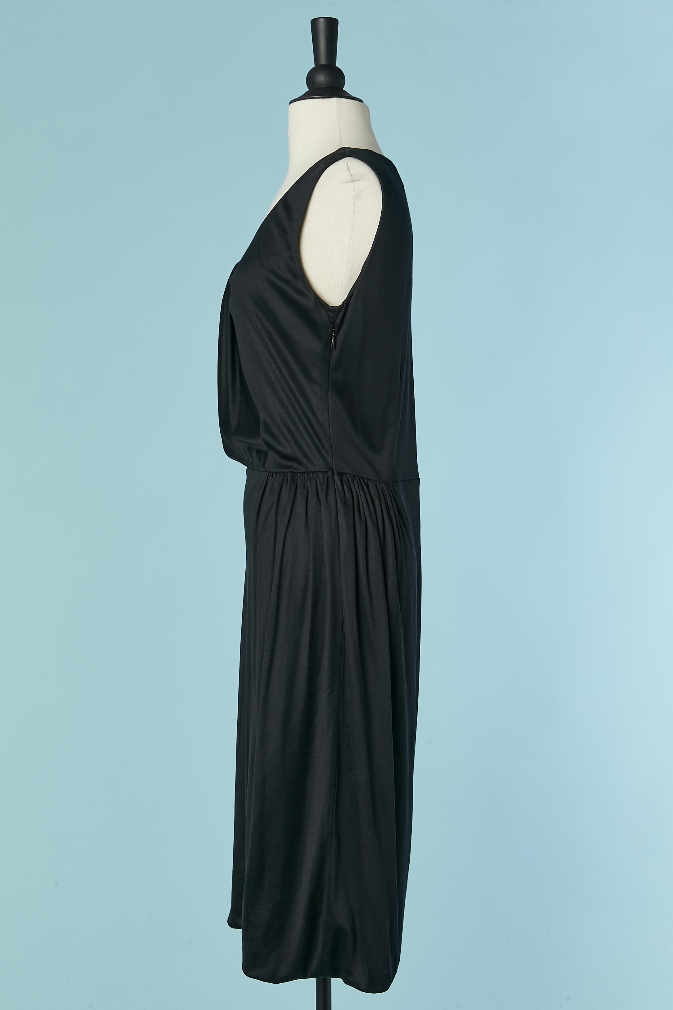 Women's Black draped silk jersey cocktail dress Yves Saint Laurent For Sale