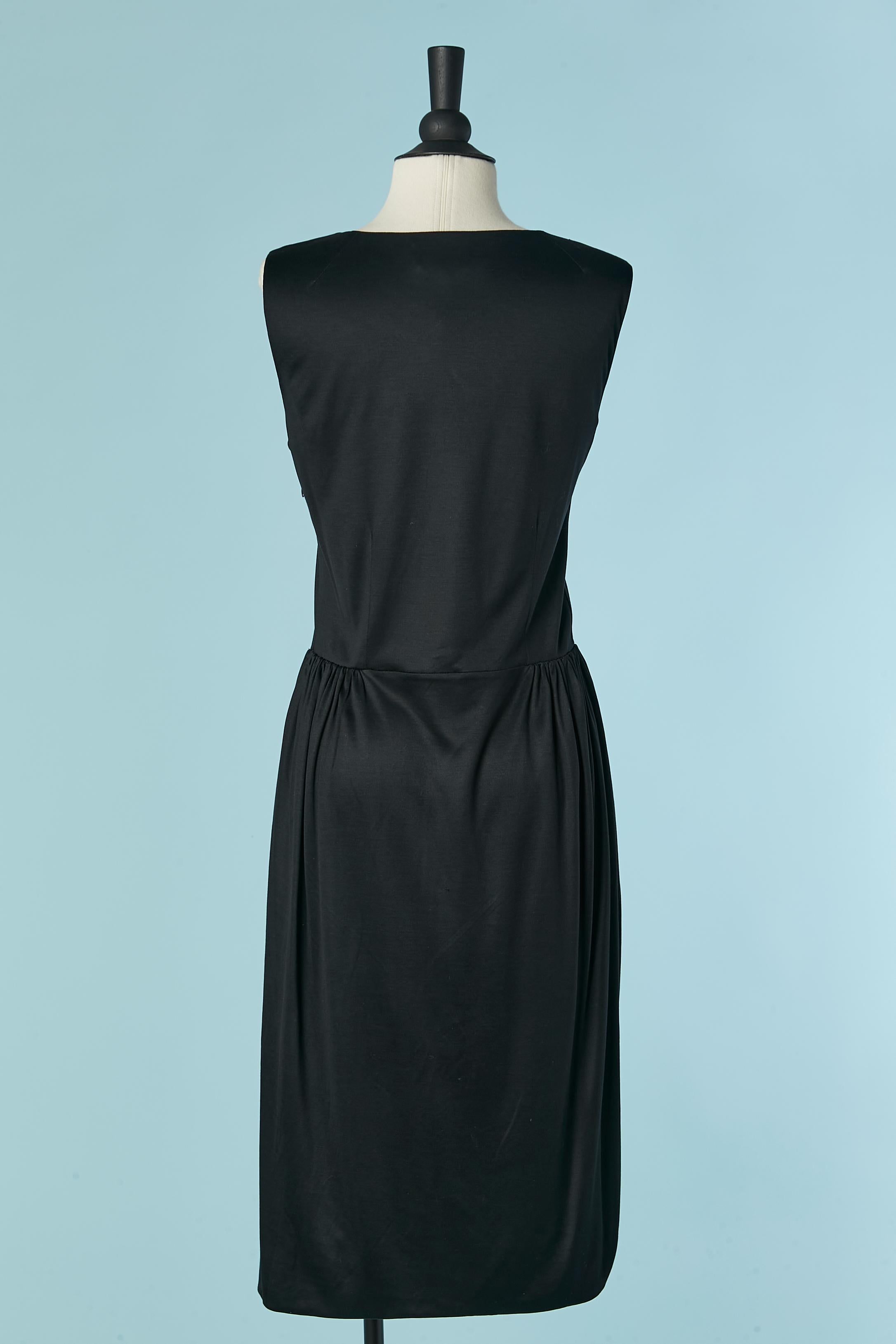 Black draped silk jersey cocktail dress Yves Saint Laurent For Sale 1