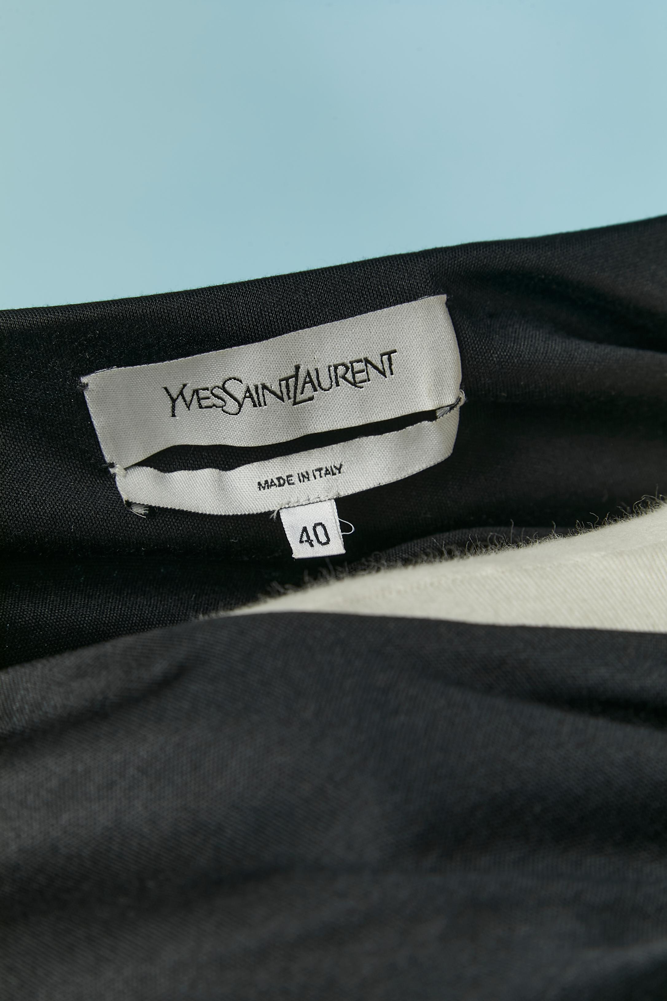 Black draped silk jersey cocktail dress Yves Saint Laurent For Sale 2