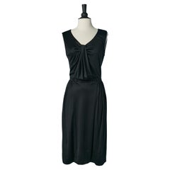 Black draped silk jersey cocktail dress Yves Saint Laurent