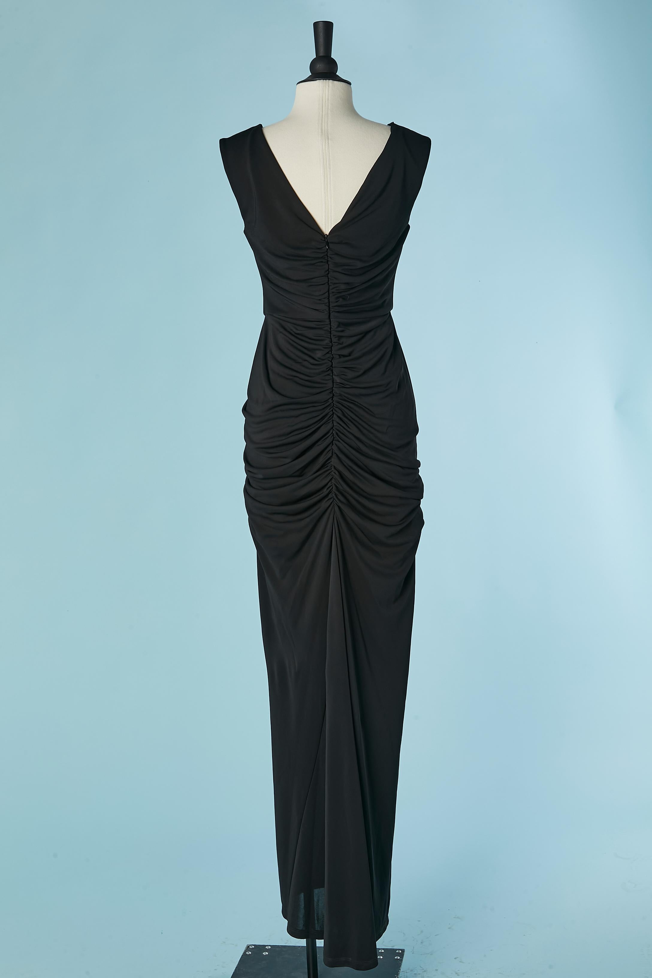 De las mujeres Vestido de noche negro drapeado sin mangas DONNA KARAN en venta