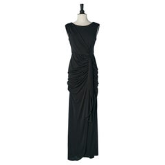 Schwarzes drapiertes ärmelloses Abendkleid DONNA KARAN