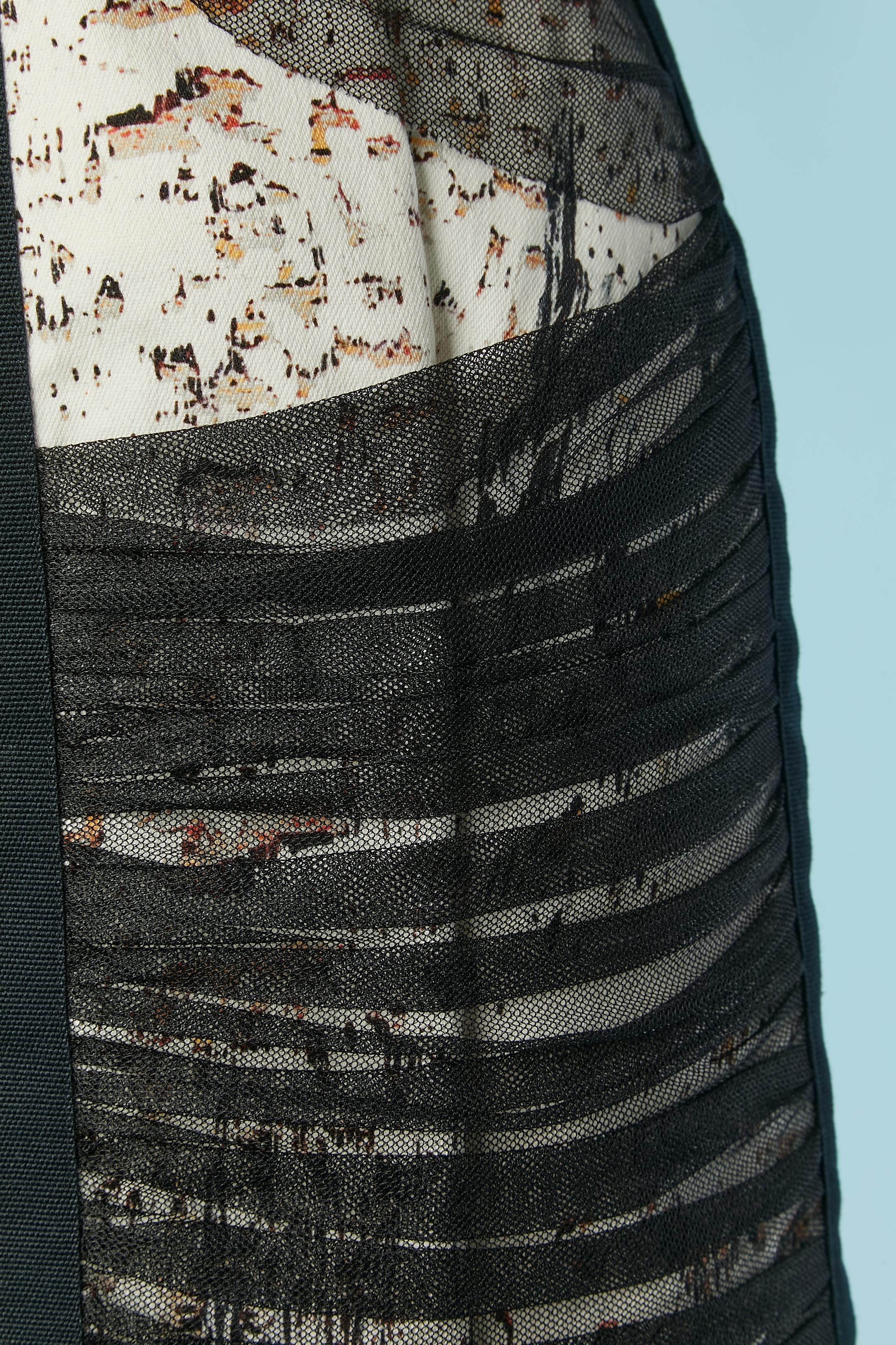 Women's Black draped tulle and printed cotton cocktail dress Just Cavalli For Sale