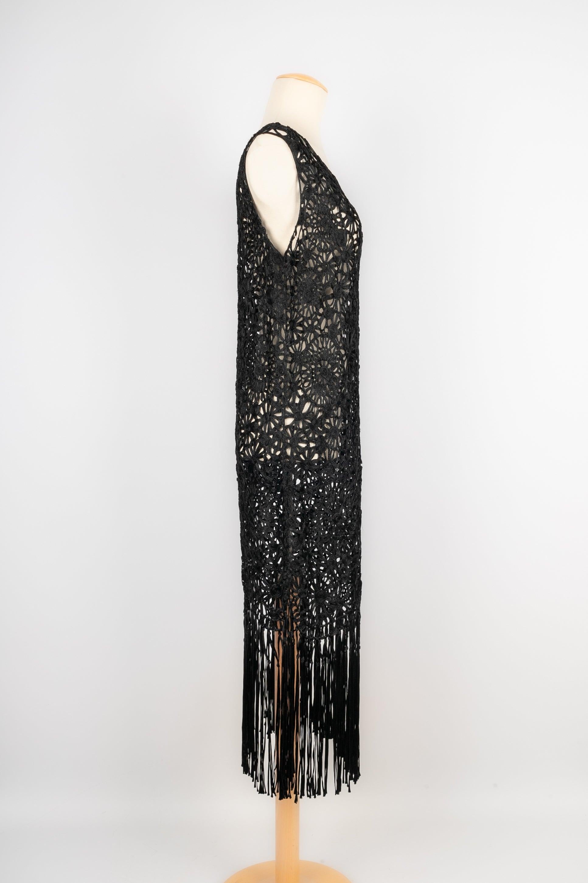 Women's Black Dress from Ribbon Work, 1930s-1940s For Sale
