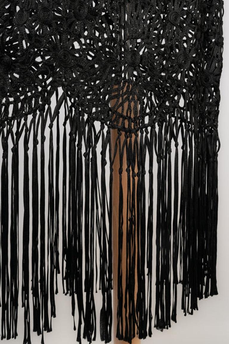 Black Dress from Ribbon Work, 1930s-1940s For Sale 1