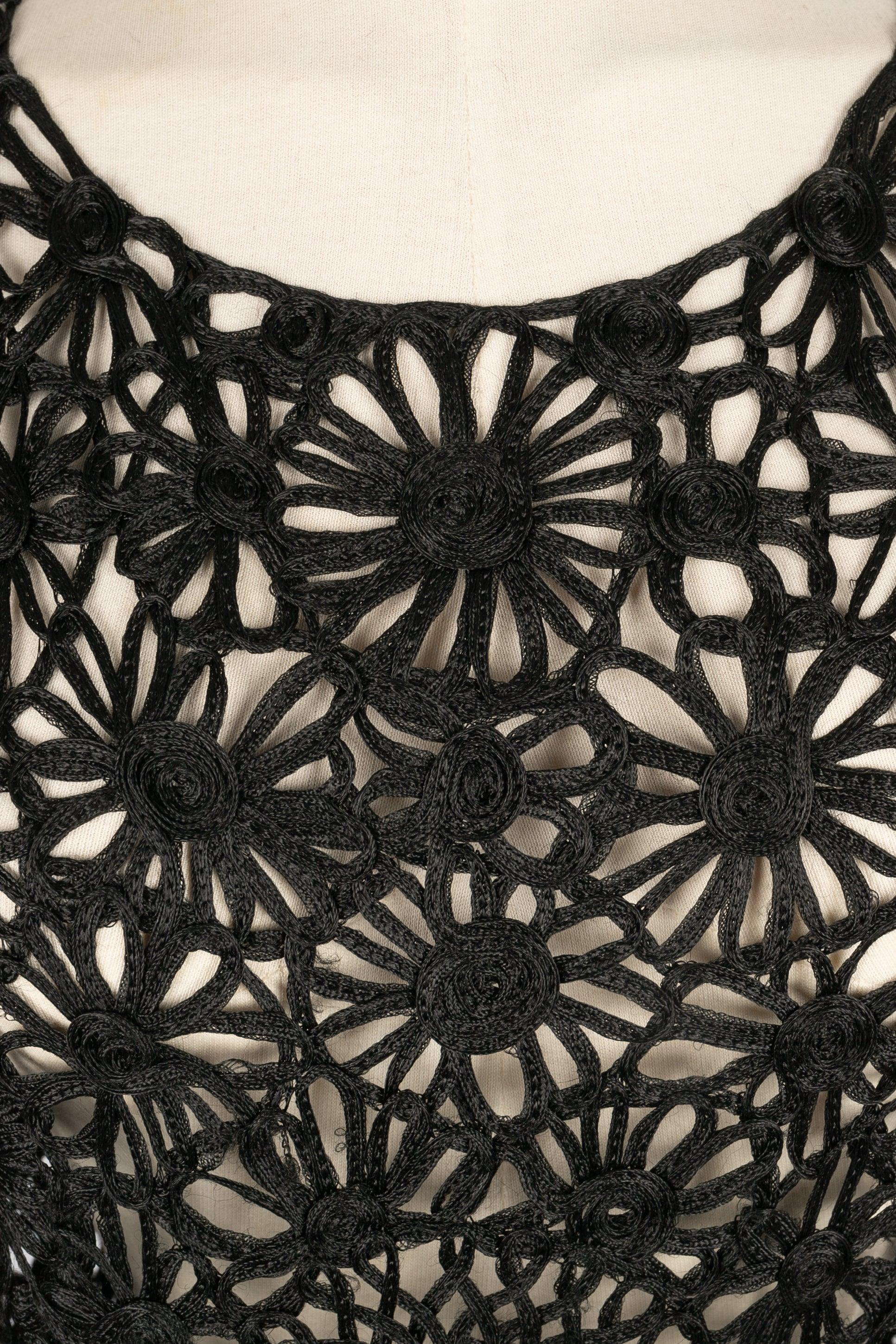 Black Dress from Ribbon Work, 1930s-1940s For Sale 2