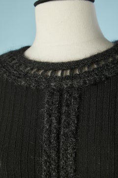 Black dress in two differents kind of knit Chanel