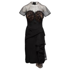 Black Dress Mesh & Lace-Accented Cocktail Dress
