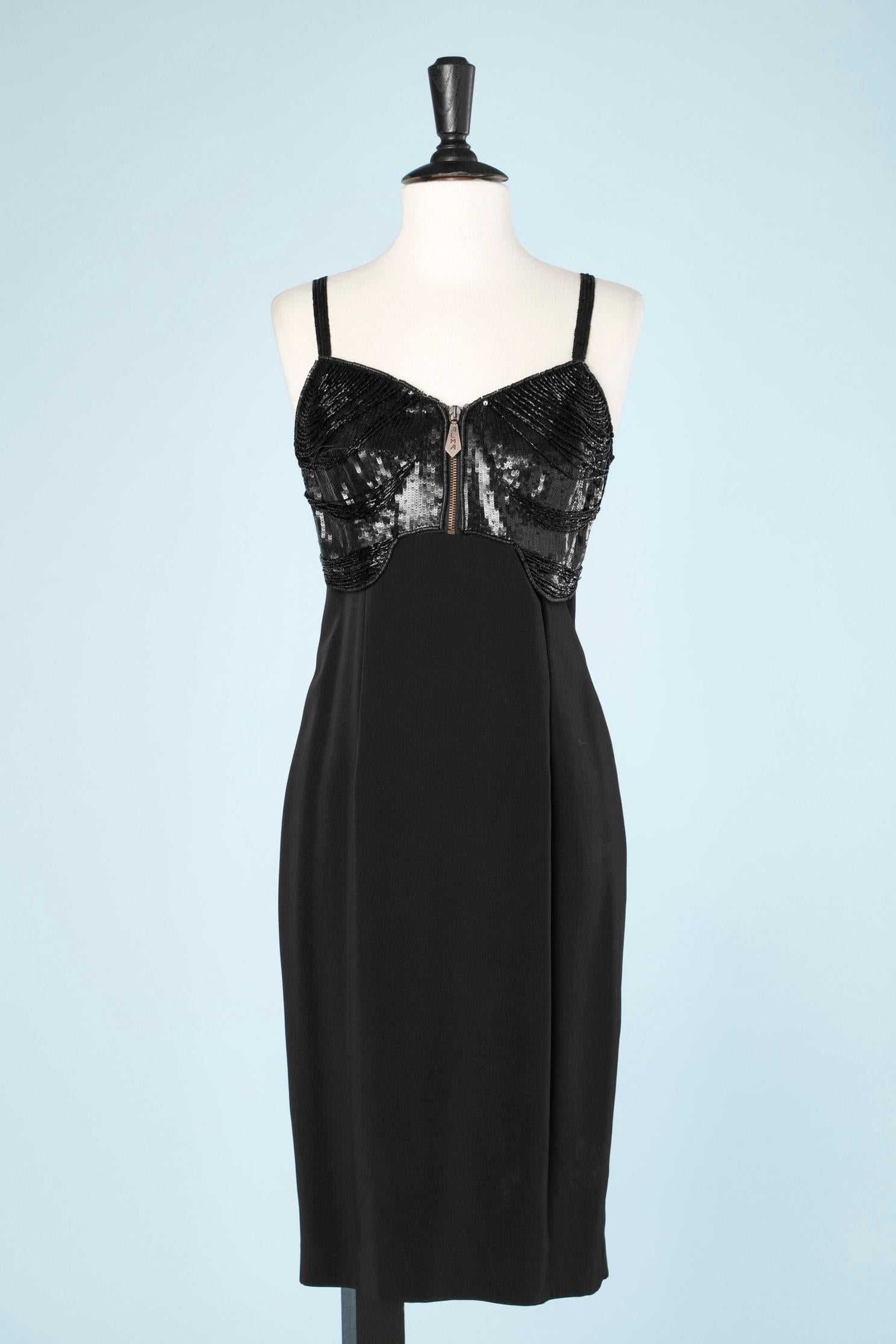 Abito nero con busto ricamato Alma Couture In condizioni ottime in vendita a Saint-Ouen-Sur-Seine, FR