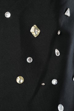 Black dress with rhinestone cabochon embroidered Marchesa